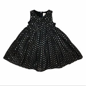 𝅺GYMBOREE 2T Holiday Gem Black Silver‎ Dot Bow Dress